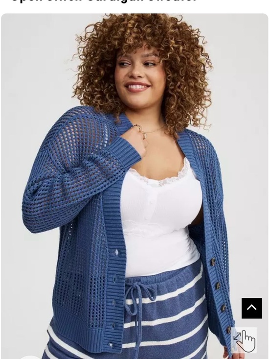 torrid Sweaters - torrid Blue Open-Stitch Button-Front Cardigan